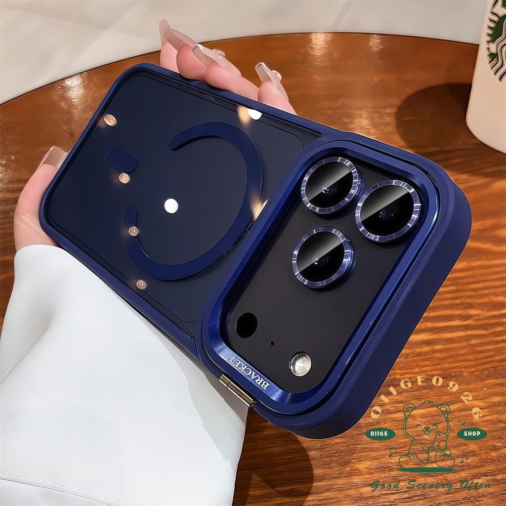 【 Ốp lưng iPhone17 】 Giá đỡ ống kính nhạy cảm màu cam Vỏ điện thoại từ tính iphone17 Pro Max 16 15 14 13 12 cho vỏ iPhone Vỏ mềm silicon TPU chống sốc