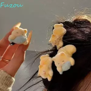 FUJIOU 2 / 4 Kẹp Tóc Mèo Đổ Xô, Nhựa Mềm Sang Trọng Bằng Kẹp Bên, Mũ Mèo Hạnh Phúc Ăn Cá Hoạt Hình Mỏ Vịt Kẹp