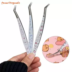 Nhíp dán cong FAVORITEGOODS, Nhíp lông mi giả có độ chính xác cao hoạt hình, Dụng cụ trang điểm làm đẹp bằng thép không gỉ chống tĩnh điện đa chức năng