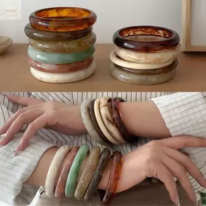 AWNGD Fine Bangles, Vòng tay cổ tay tròn mịn đầy màu sắc, Vòng tay nhựa mỏng phóng đại cổ điển Quà tặng
