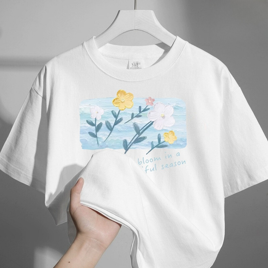 （Giao hàng 24h）Angela Áo thun nữ form vừa SUNTEE STFV547 phong cách basic in hình 047 vải cotton cao cấp thoáng mát