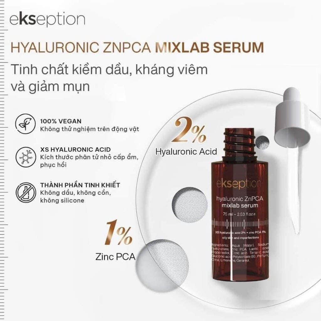 [HÀNG CÔNG TY] Serum Ekseption Hyaluronic ZnPCA Mixlab 75ML | Kiểm Soát Dầu Giảm Mụn