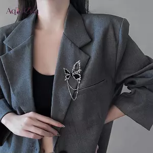AqToCna Dây Xích Kim Loại Thời Trang Bướm Thổ Cẩm sel Mặt Dây Chuyền Nữ Nam Ve Áo Chân Phù Hợp Với Huy Hiệu Đảng Quần Áo Cưới Phụ Kiện Trang Sức AqToCna