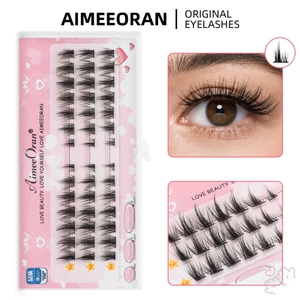 AIMEEORAN 3D-7 Bộ lông mi giả phân đoạn Sợi tổng hợp màu đen C Curl Chiều dài hỗn hợp 5-13mm