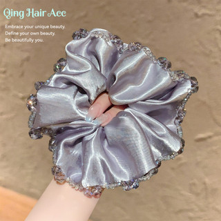 Cao Cấp Pha Lê Viền Satin Scrunchy Tóc Nữ 2026 Phong Cách Mới Buộc Bóng Dây Tóc Ánh Sáng Sang Trọng Phụ Kiện Tóc Mũ Đội Đầu
