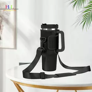 HL 40oz Túi Đựng Bình Nước Có Thể Điều Chỉnh Dây Đeo Vai Cốc Tay Màu Trơn Giữ Chai Cho Đi Bộ Đường Dài Ngoài Trời LMWU