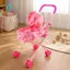 Gamchiano Đồ Chơi Búp Bê Pram Mịn Cán Bánh Xe Gấp Đồ Chơi Pram Tay Cầm Công Thái Học Cho Trẻ Em 3-6