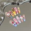 Tinh khiết Tay-Weared Nail Piece Feel Pink kitt Cat Làm móng tay đầy màu sắc Ngôi sao năm cánh Pháp Trắng Móng tay dài KVST