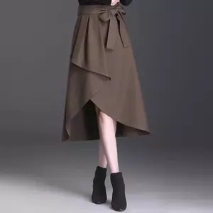 Màu đen lưng cao không đều hình chiếc ô nửa dài Váy bọc bụng Drape Fit Bốn mùa All-Ma