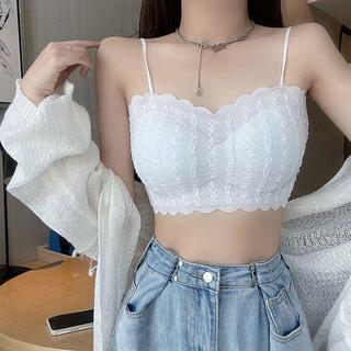 [Hàng mới về] Ren mùa hè có đệm ngực Áo yếm không có vòng thép Đáy bên trong Phù hợp với phong cách mỏng Áo ống sau đẹp