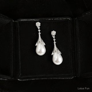Madele Pháp Retro Cao Cấp Zircon Giọt Nước Ngọc Trai Bông Tai Người Nổi Tiếng Ánh Sáng Phong Cách Sang Trọng Kim Mạ Bạc Thanh Lịch Tính Khí Bông Tai