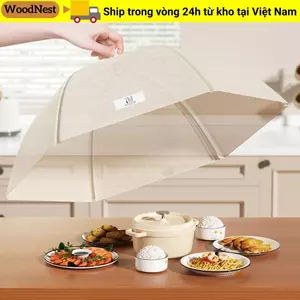 Vỏ bọc thực phẩm WOODNEST, Vỏ bát đĩa chống bụi có thể gập lại, Vỏ bàn ăn kháng khuẩn có thể giặt được Nhà bếp gia đình