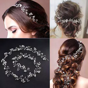 🔥phụ kiện tóc cô dâu phụ kiện chụp ảnh cưới kẹp tóc cô dâu Châu Âu Mỹ Bán Cô Dâu Cưới Tóc Đính Hạt Tạo Kiểu Dây Xích Mềm Handmade Pha Lê Ngọc Trai Tóc Mũ Đội Đầu Phụ Kiện Tóc