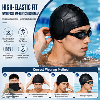 [COD] Mũ Bơi Silicone Dùng Được Cho Người Lớn Nam Nữ Ngăn Nước - Bịt Tai - Chùm Búi Tóc