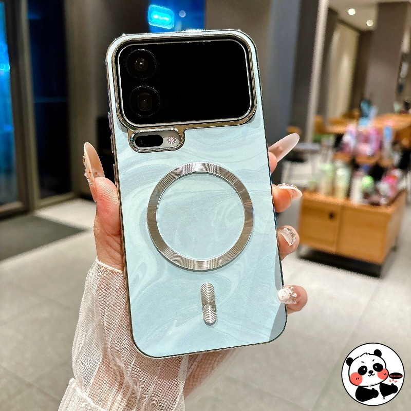 Vỏ Từ Tính Moiré Thanh Lịch Cho Vivo V40 V30 Pro T3 Ultra X200 X100 Pro X100s X80 5G 4G Vỏ Sạc Không Dây Da Sang Trọng Đơn Giản Mềm Mại Vỏ Điện Thoại Kinh Doanh