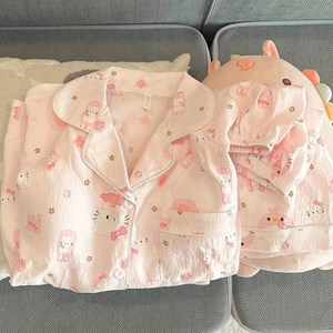 Bộ Đồ Ngủ Một Bên Ngoài Xuyên Biên Giới Bộ Đồ Mặc Nhà Ngọt Ngào Rộng Rãi Áo Cardigan Cổ Bẻ Bông Mây Xuân Thu Cho Nữ