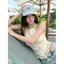 Áo Vest cổ dây ren phong cách nhẹ nhàng phong cách Hàn Quốc dành cho nữ mùa hè eo hẹp thon gọn hơn trông tinh khiết Phong cách mong muốn không tay đeo bên ngoài