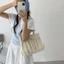 Túi Tote Mua Sắm ROLY, Túi Đeo Vai Canvas Dung Tích Lớn, Nơ Xếp Ly Thường Ngày Có Thể Gập Lại Màu Trơn Túi Xách Học Sinh