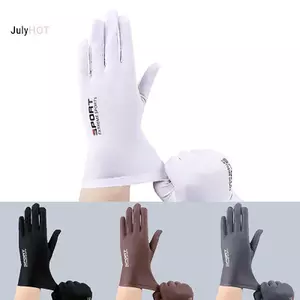 JULYHOT Găng Tay Lụa Lạnh Nam Chống Nắng Lái Xe Đạp Câu Cá Thoáng Mát Full Ngón