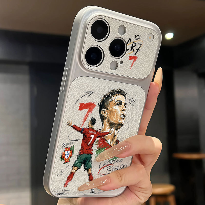 Ốp lưng iPhone Họa tiết da phong cách mạ Bồ Đào Nha số 7 Ronaldo iPhone 17 16 15 14 13 12 11 Pro Max Plus Max