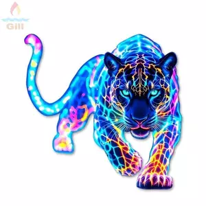 Nhãn dán xe hơi GILL Neon Leopard, Decal trang trí động vật đầy màu sắc, Nhãn dán thân xe tự dính chống thấm nước