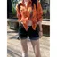 Quần Short Denim Nhỏ Mỹ Retro Rửa Slim-fit Co Giãn Phù Hợp Với Uốn Edge Bao hông Quần Nóng