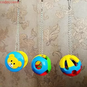 COCODECOVED Vẹt Bóng Đồ Chơi, Có Dây Xích Vẹt Nhựa Nhai Đồ Chơi, Sản Phẩm Thú Cưng Hạt Nhiều Màu Sắc Chuông Lồng Chim Dễ Thương Treo Đồ Chơi Budgie