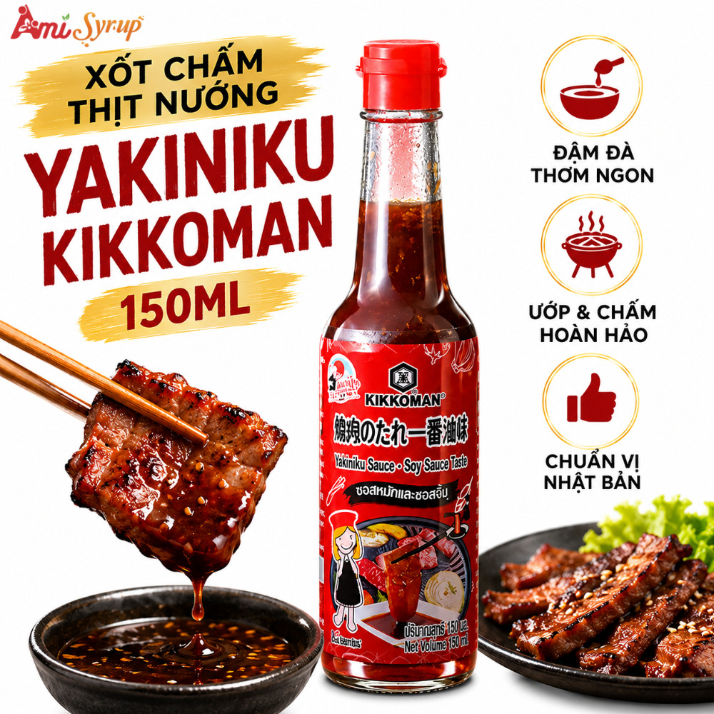 Xốt Chấm Thịt Nướng Yakiniku Kikkoman 150ml, Gia Vị Nấu Ăn Hương Vị Đậm Đà Chuẩn Nhật Bản