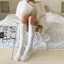 PNPIA- Thời Trang Cotton Nguyên Chất Cao Đến Gối Sos Màu Trơn Giữ Ấm Bắp Sos Chân Ấm Mùa Thu Đông