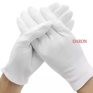 DARON 2 Đôi Găng Tay Trang Sức, Găng Tay Cotton Trắng Full Ngón, Phong Cách Cổ Điển Di Động Thanh Lịch Cho Người Phục Vụ / Người Lái Xe / Trang Sức / Găng Tay Công Nhân / Biểu Diễn Sân Khấu / Tiệc Cosplay