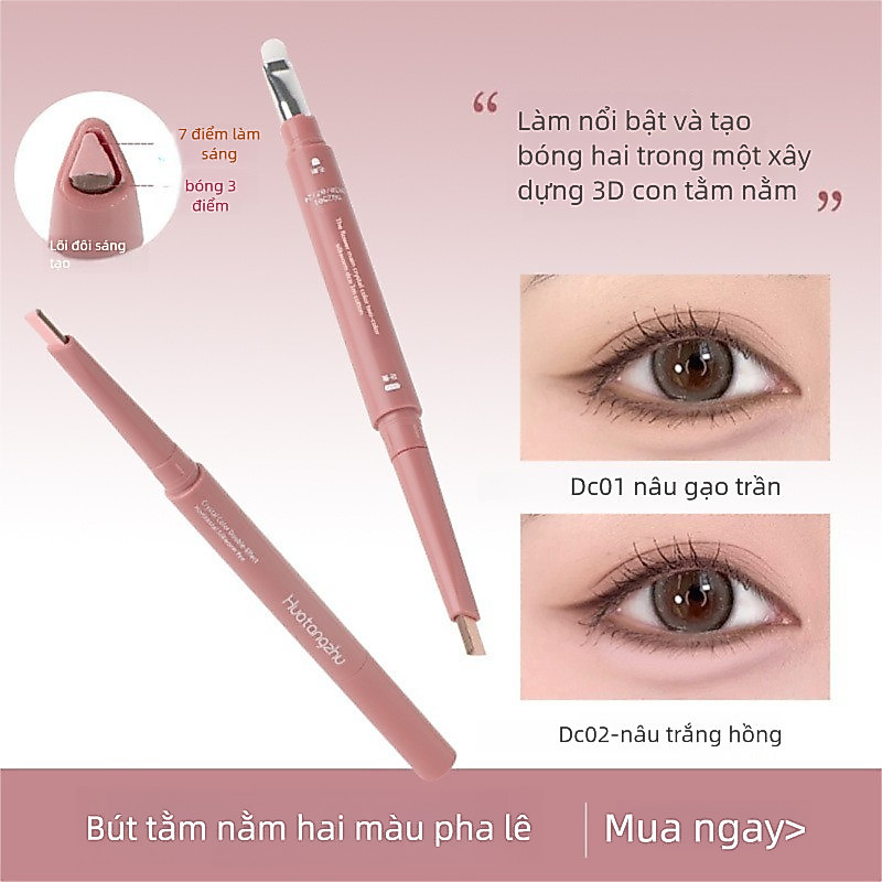 Bút kẻ mắt hai màu làm sáng tự nhiên hai trong một bút kẻ mắt hai đầu chống nước và không lem