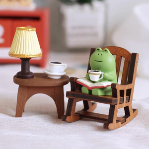 Ếch Dễ Thương Cà Phê Bập bênh Ghế Trang Trí Nhựa Mini Hình Trang Trí Bàn Làm Việc Món Quà Nhỏ Cho Văn Phòng Tại Nhà