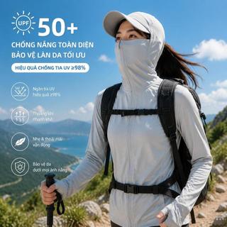 Áo chống nắng cao cấp dành cho nam giới, kiểu dáng thể thao.  Mát nhẹ, thoáng khí, Chống tia UV, Thiết kế nam tính