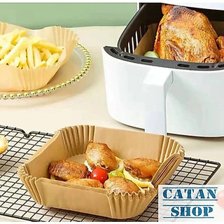 Vỉ 50 Tờ Giấy Nến Lót Nồi Chiên Không Dầu Hình Vuông Chống Thấm Dầu Chống Dính Chịu Nhiệt Cao Cấp