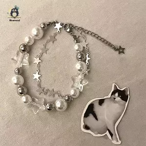 Bông Tai Kẹp Ngôi Sao Vòng Tay Cô Gái Pentagram Ngọc Trai Đính Hạt Lắc Tay Dành Cho Nữ Vintage Thẩm Mỹ Quyến Rũ Vòng Tay Phụ Kiện Trang Sức Quà Tặng Mới