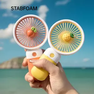 Quạt di động STABFOAM, Chủ đề trái cây Quạt Mini phong cách dễ thương, Thiết kế hoạt hình nhiều màu di động Nhiều kiểu Quạt cầm tay Sử dụng cá nhân