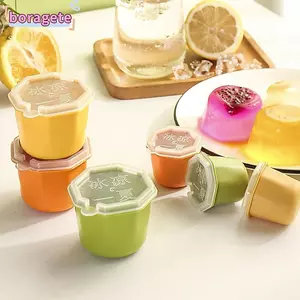 Xô đá BORAGETE, có nắp Khuôn đá viên đa giác, Khay đá có thể tái sử dụng di động cho kem DIY