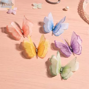 JVSUB 50 Miếng Dán Bướm Vải Organza, Miếng Dán Thêu Bướm Voan Mờ, DIY Nhiều Màu Sắc Hai Lớp Quần Áo May Vá Phụ Kiện Tóc Cô Dâu