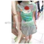 Milyfashion Y2K Bạc Hà Xanh Graffiti Nửa Cổ Cao Tay Ngắn T Giả Hai Mảnh Gạc Slim-Fit Ngắn Top Nữ Bé tee