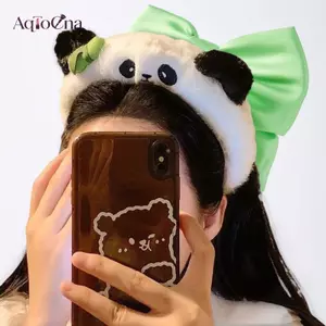 AqToCna Hoạt Hình Dễ Thương Gấu Trúc Sang Trọng Cho Nữ Rửa Mặt Công Viên Giải Trí Ngộ nghĩnh Và Sáng Tạo Cho Vườn Thú Phụ Kiện Tóc AqToCna