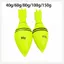 PYCOU 2 Gói Phao Câu Cá, Chất Liệu EVA 40g-150g Trọng Lượng Nhẹ Dính Bobber, Đúc Dài Thiết Kế Bắt Mắt Nhựa Bobber Màu Nổi Bật Đuôi Tên Lửa Bobber Câu Cá Đêm