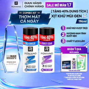 Xịt khử mùi cho nam ngăn vệt ố vàng Romano Gen Z 196ml