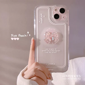 ibumpers Ốp Điện Thoại iPhone INS Sweet 3D Pink Bow Cho IPhone 16 15 14 13 12 11 Pro Max IP 7 8 Plus X XS XR Xs Max TPU Mềm Chống Sốc Ốp Lưng