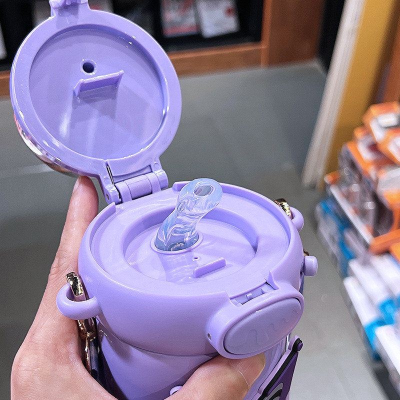 Bình Giữ Nhiệt Sanrio 580ml Dễ Thương Hello Kitty Kuromi Cinnamoroll Giai Điệu Hoạt Hình Dung Tích Lớn Ống Hút Bình Inox