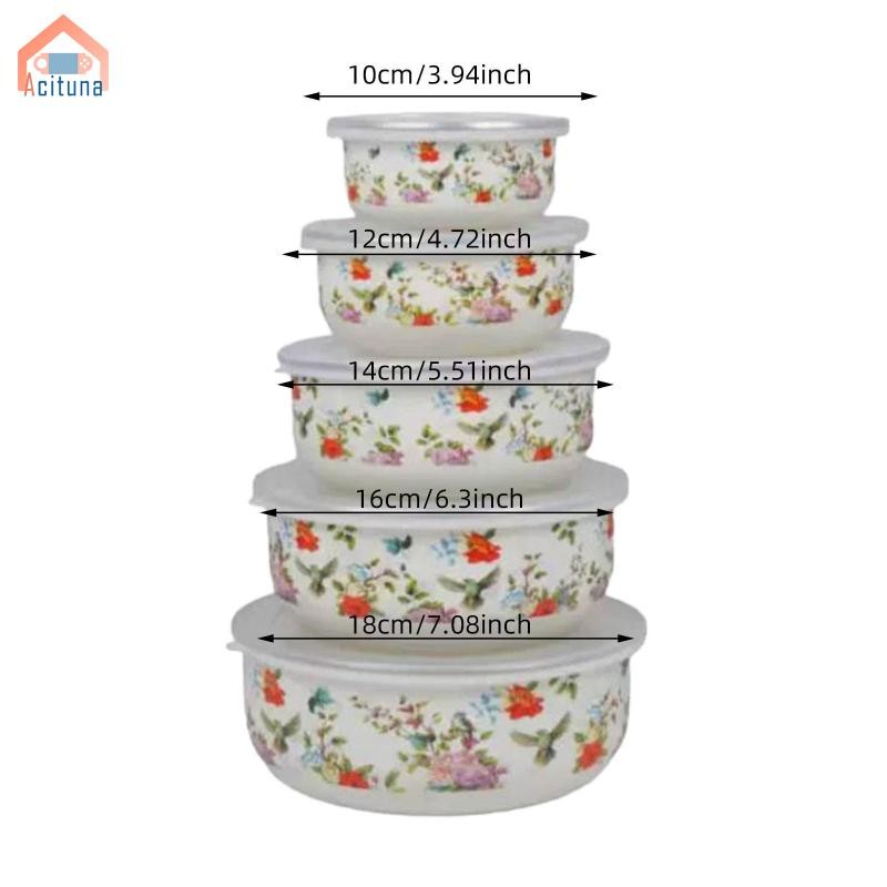 Acutuna Bộ Bát Trộn 5 Món Bát Chuẩn Bị Thực Phẩm Bát Cơm Bát Phục Vụ Thực Phẩm Bát Men Bọc Bát Canh Cho Thực Phẩm