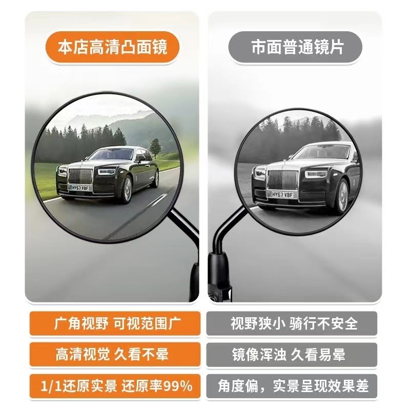 Pin Điện Xe Đạp Gương Chiếu Hậu Xe Đạp Thanh Ngắn Gương Tròn Emma Tầm Nhìn Lớn Đảo Chiều Gương Phản Quang Đa Năng
