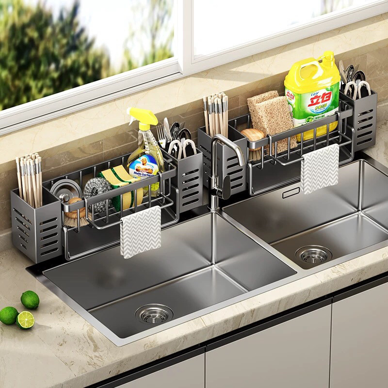 Kệ Bếp Bồn Rửa Rag Thoát Nước Bồn Rửa Bát Xốp Dây Thép Lưu Trữ Dụng Cụ Tiện Dụng 2025 Phong Cách Mới Đũa Giá Đỡ