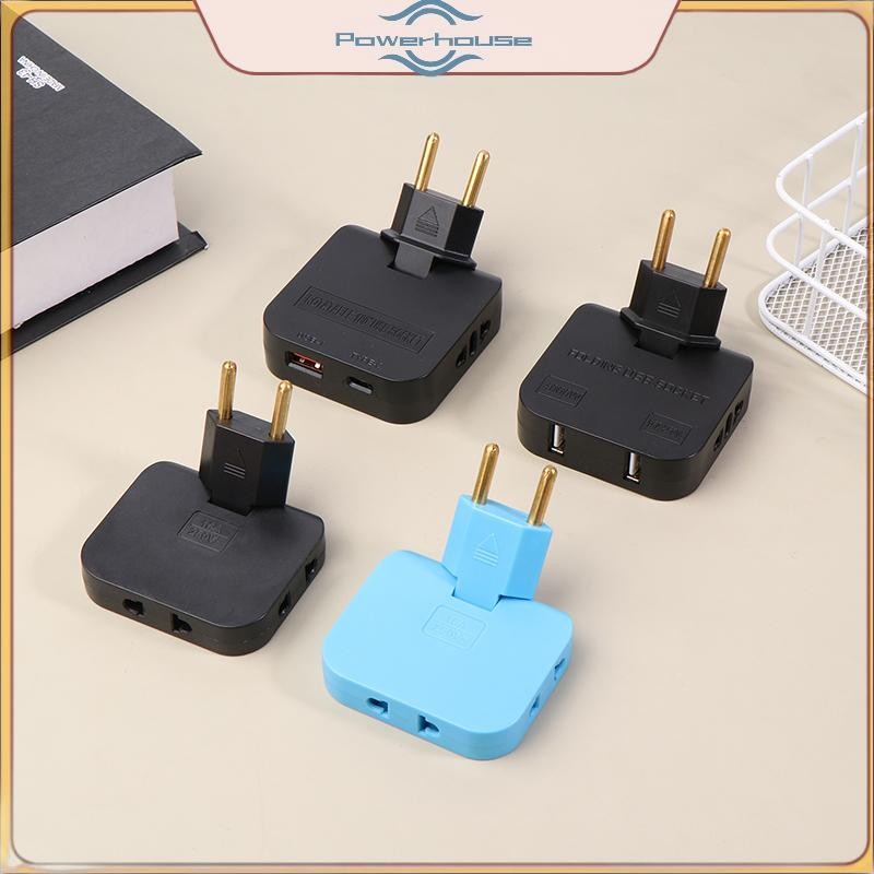 Ổ cắm xoay 180 độ Công suất Bộ chuyển đổi phích cắm EU 3 trong 1 Du lịch EU Cắm mở rộng Ổ cắm chuyển đổi ổ cắm không dây mỏng đa lỗ.
