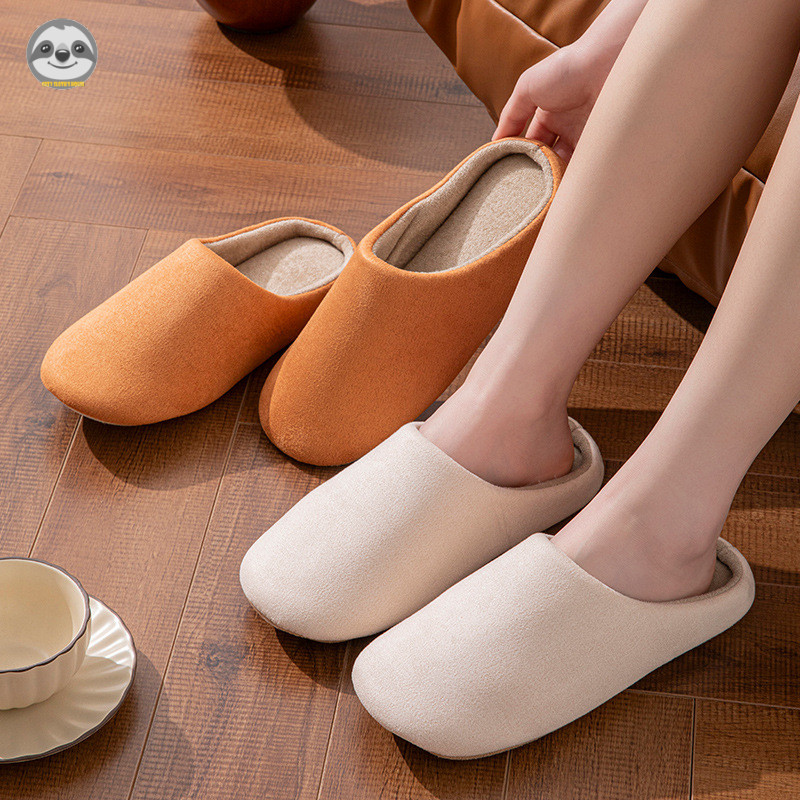 Phong cách Nhật Bản Muji Style / Dép cotton Baotou nam nữ / Dép cotton thoáng khí chống trượt / Dép ấm áp ngoài trời tại nhà