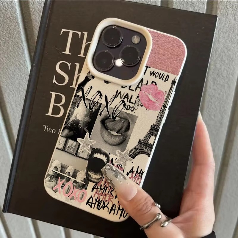 Dành Cho iPhone 11 16 14 15 12 13 Pro Max 17AIR 16e 14 15 Plus XR X XS Max Phong Cách In Môi Tháp Eiffel Họa Tiết Lichee Silicon Mềm Chống Sốc